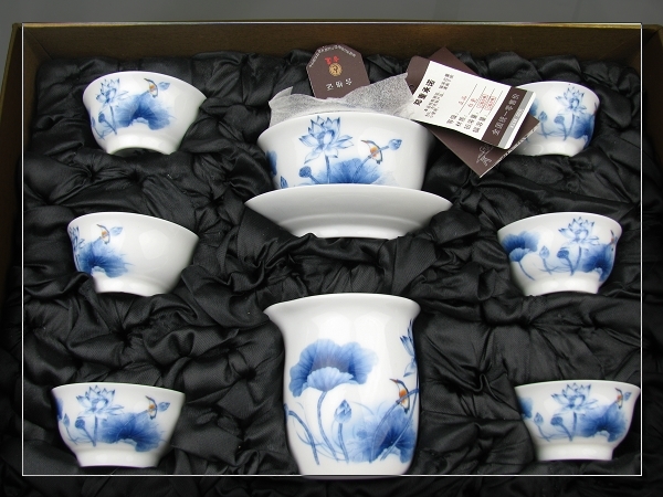 乌龙茶-武夷岩茶-大红袍-茶具-景德镇古道青花瓷-5折出售-青莲套