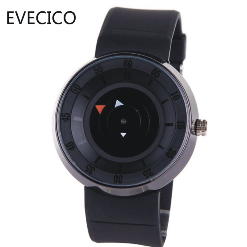 正品EVECICO新款简洁圆形皮带创意多功能指针石英表商务防水手表