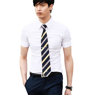【秒杀专区】韩版修身男短袖衬衫职业装衬衫男装收腰英伦短袖衬衫