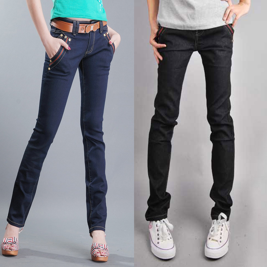 2013春季款牛仔裤女小直筒显瘦弹力韩版长裤新款中腰女式长裤子