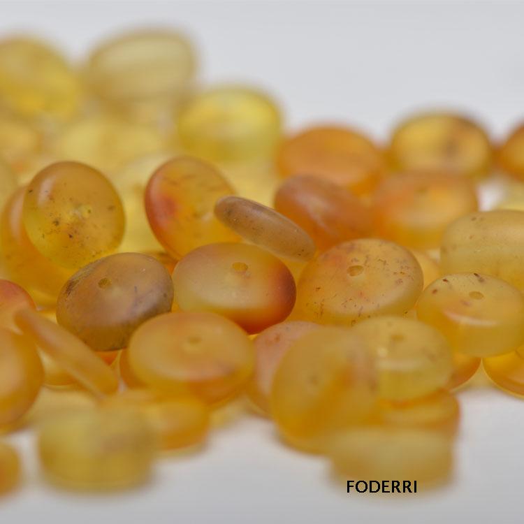 FODERRI 波罗的海纯天然琥珀原石 黄蜜磨砂隔片薄片散装批发 特价