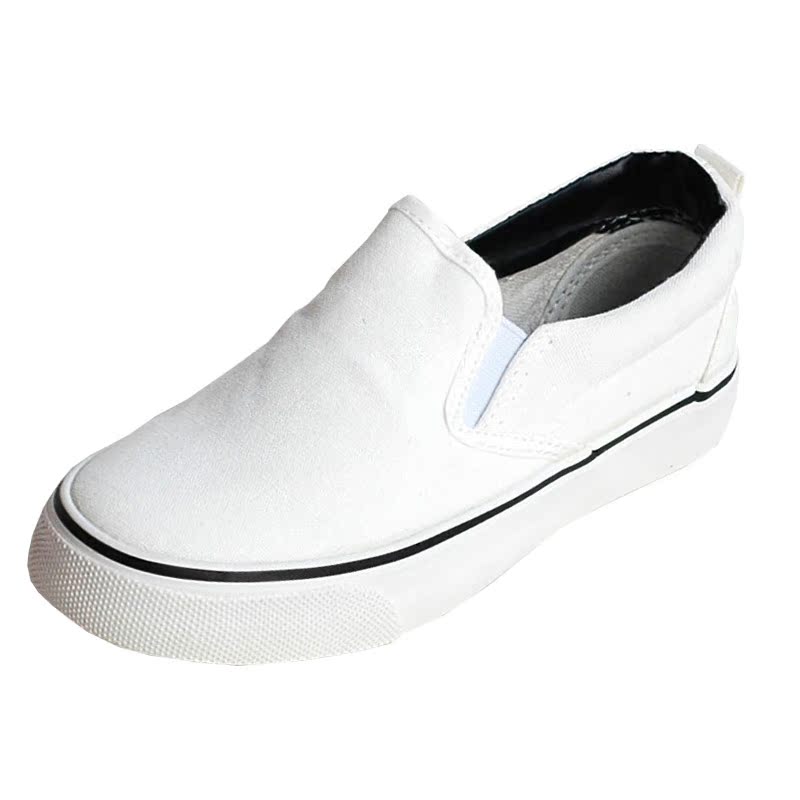 儿童白色帆布鞋夏季新款特惠男女套脚帆布鞋学生软底演出专用鞋