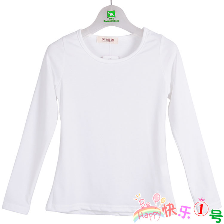 秋装新款女童长袖T恤白色  韩版中大童春秋百搭上衣打底衫 H9188