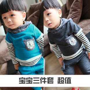 宝宝秋冬韩版套装小童三件套男童女童婴儿可开档运动套装哈伦套装