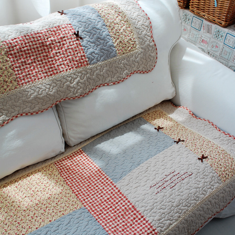 纳兰韩式居家布艺含棉刺绣绗缝沙发罩沙发坐垫沙发垫 布艺 四季