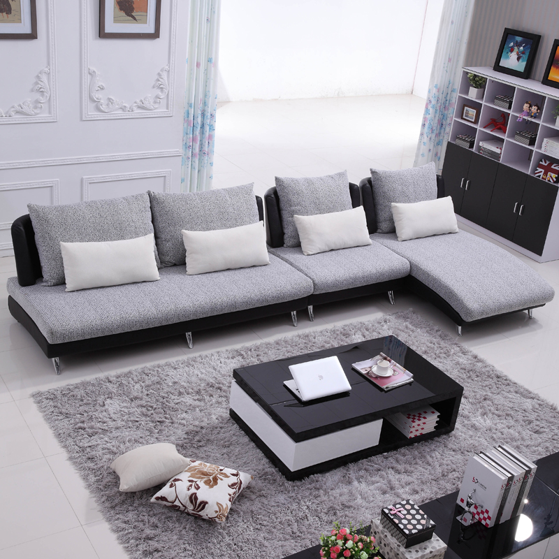 布艺沙发组合客厅现代简约 大小户型  L型 转角皮布沙发