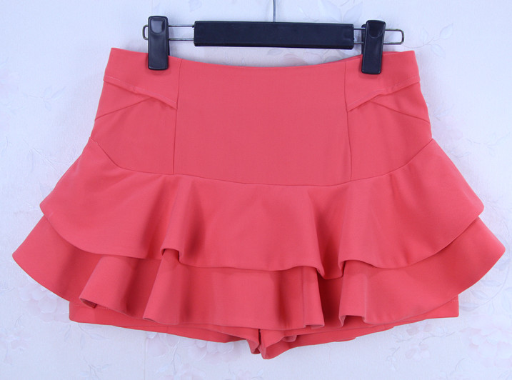 2014女春夏装新款韩版显瘦百褶雪纺纯色蛋糕短裤裙专柜正品B41116