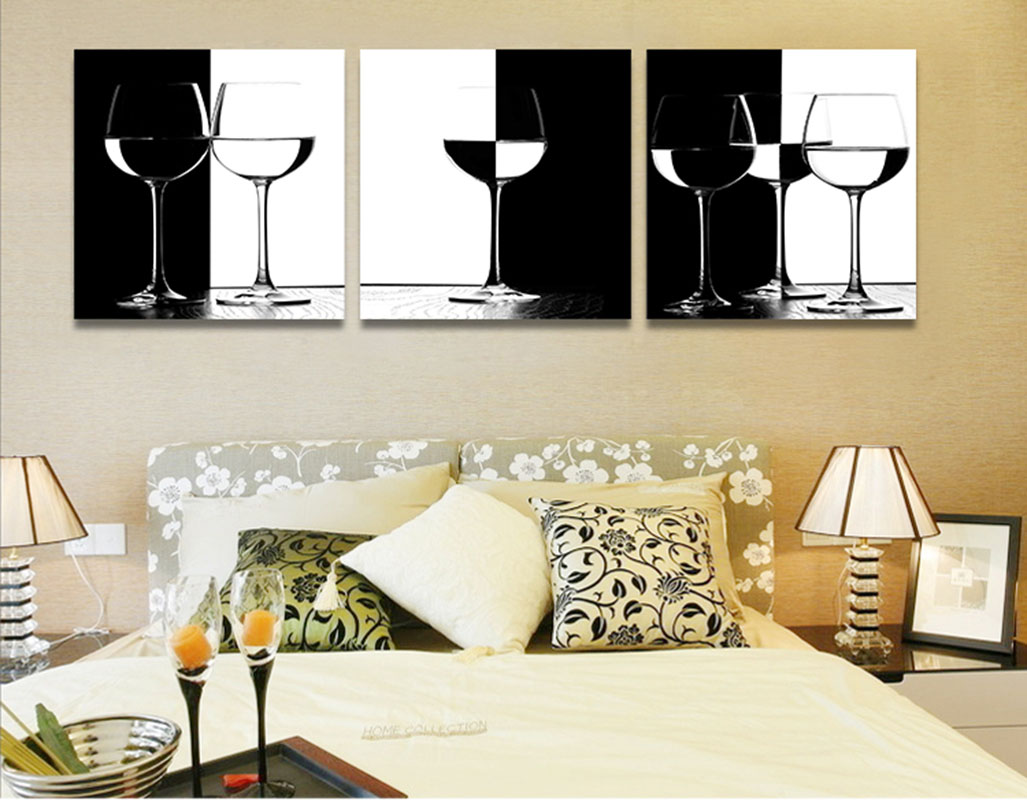 2014新品黑白配酒杯现代简约餐厅挂画无框画沙发墙客厅装饰画电表