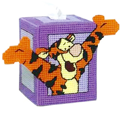 3D一件包邮立体绣毛线绣十字绣方形纸巾盒跳跳虎A-038