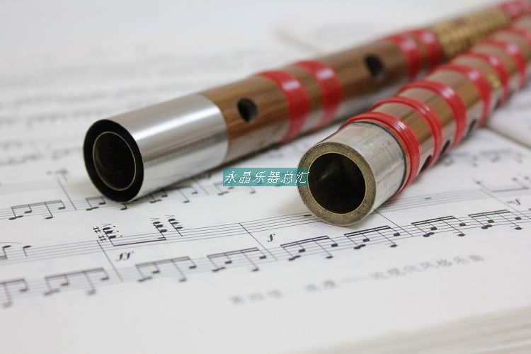 刘顺生精制竹笛双插白铜 二节笛子两节 精品双套横笛 有D调平均孔