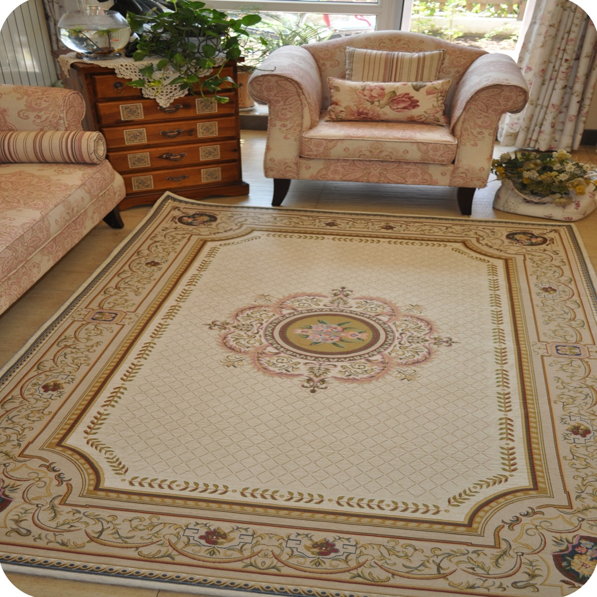 可机洗卧室地毯客厅薄茶几地毯地垫美国经典欧式复古现代中式地毯