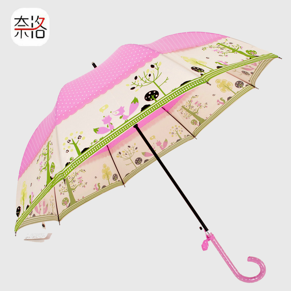 niello新款可爱小松鼠点点韩国清新花边长柄伞公主伞拱形伞晴雨伞