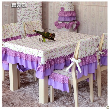 包邮 紫色田园布艺餐桌布 茶几台布茶几布 时尚餐桌椅子套 多用巾