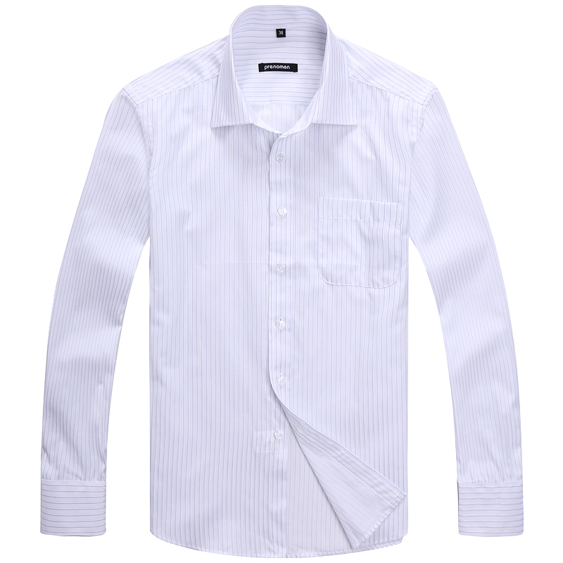 商务正装衬衫绅士长袖衬衣男2014 春装 新款 衬衫 男蓝白细条纹