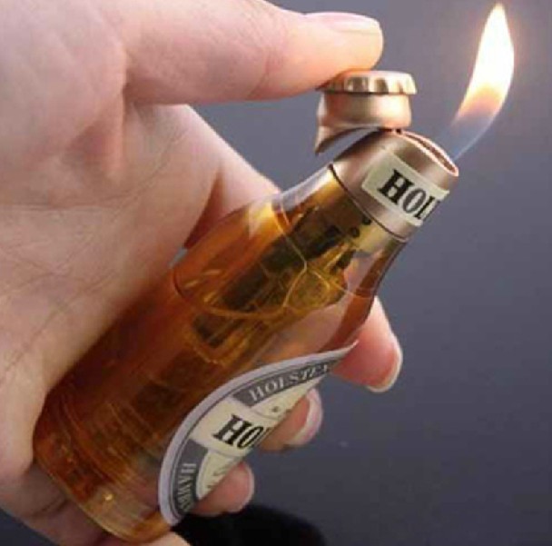 创意打火机批发 啤酒瓶造型打火机明火 可开啤酒 可充气焦点烟具