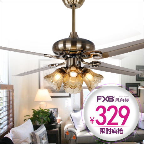 风向标43-FXB129欧式仿古 吊扇灯 餐厅风扇灯简约现代带灯卧室
