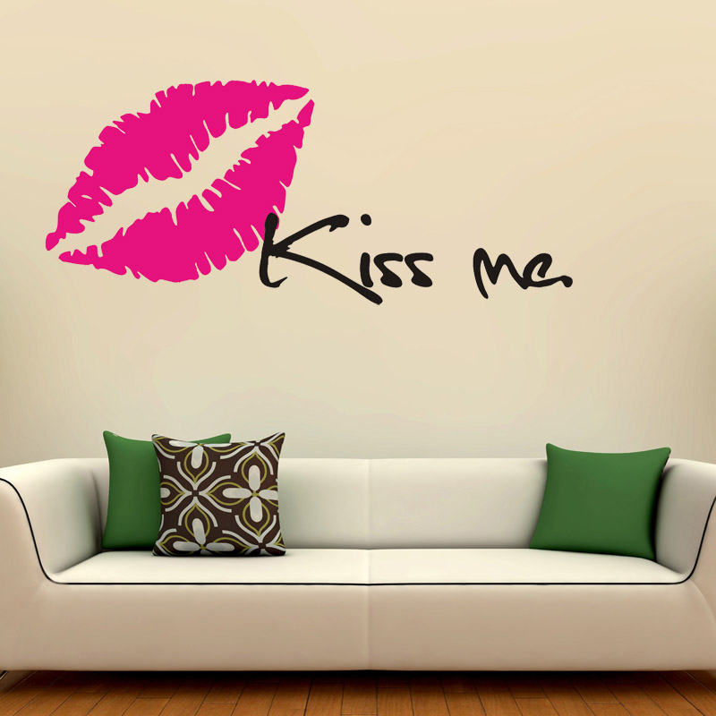 包邮口红 唇印KISSME墙纸卧室浪漫电视墙墙贴客厅壁贴纸墙贴画031
