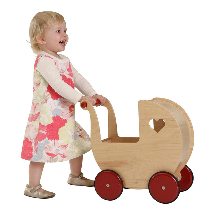 木制儿童玩具品牌红色心型推车学步车手推车1-3岁婴儿宝宝助力车