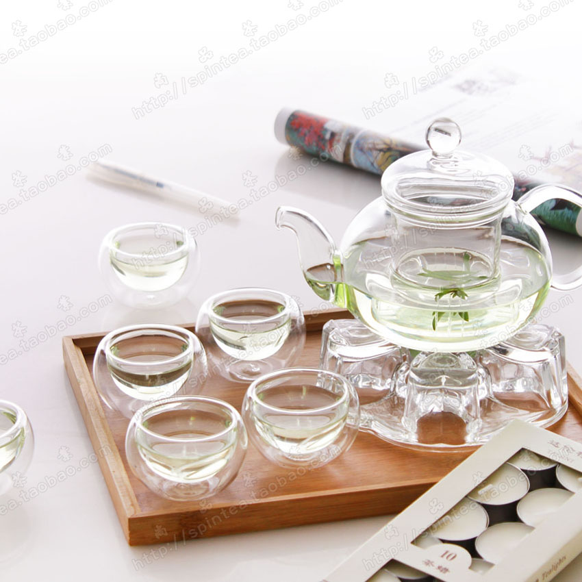 尚品耐热玻璃茶具套装 花茶壶茶杯 水果茶 红茶花茶茶具 送蜡烛