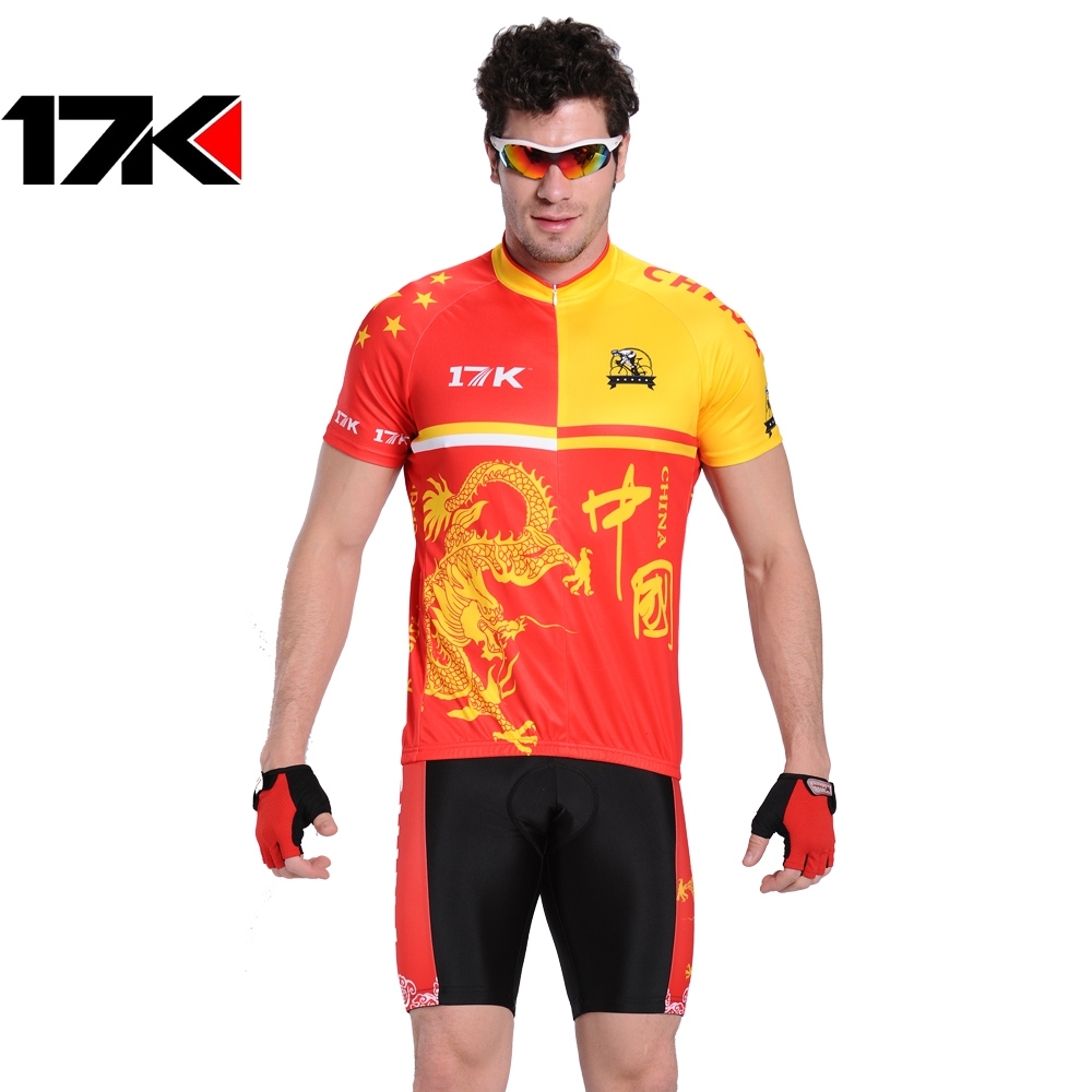 RUSUOO-17K 中国龙自行车骑行服短袖套装 骑行服套装男 自行车服
