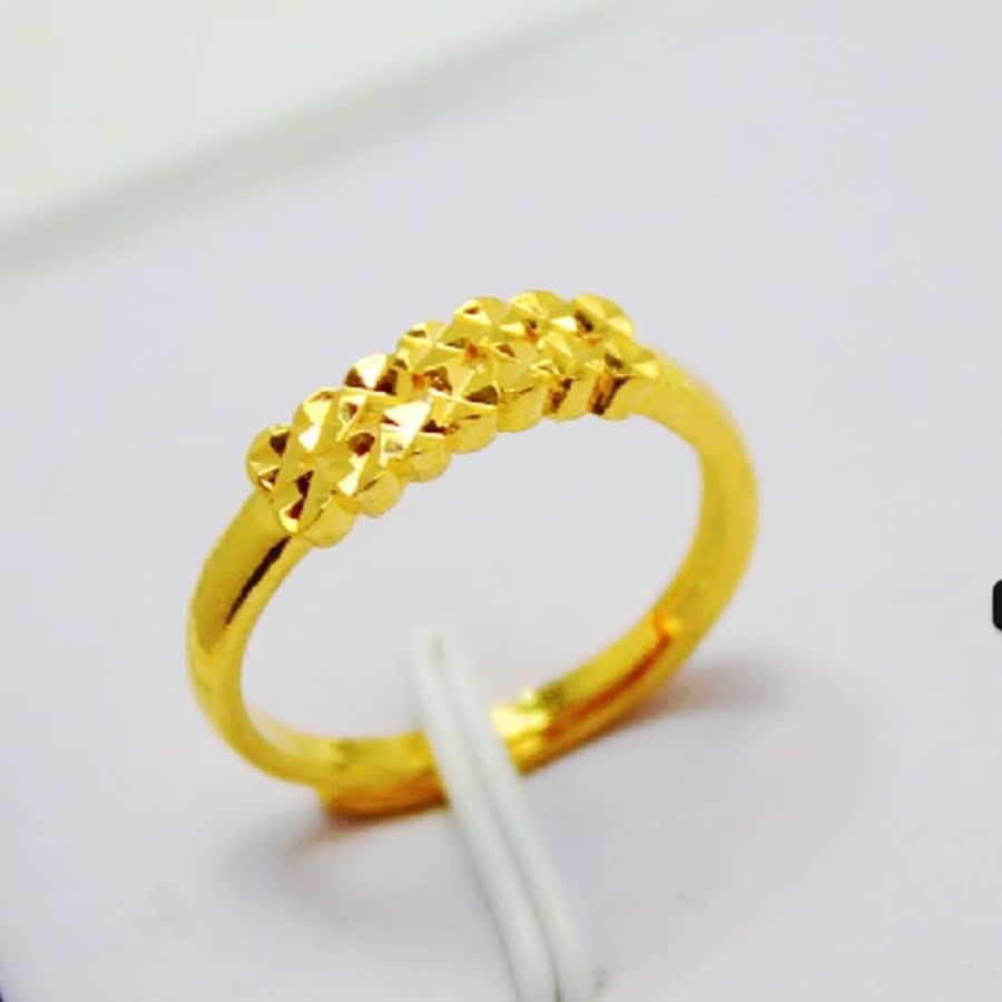 欧币戒指 金店款星闪镀金戒指可调大小韩版流行欧币饰品持久保色