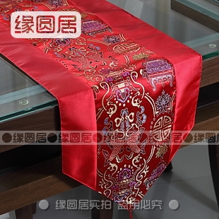 中式 红色 喜庆 双鱼 年年有余 古典 明清 桌旗 A007b 包邮