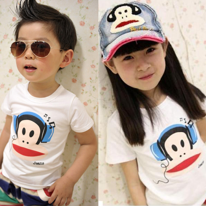 2015夏装新款男童女童大嘴猴儿童套装 韩版短袖套装潮3-5-7-8-9岁