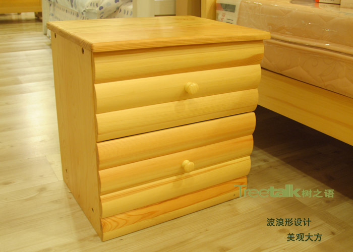 AWE树之语免运费现代简约北欧松木家具实木 半弧床头柜