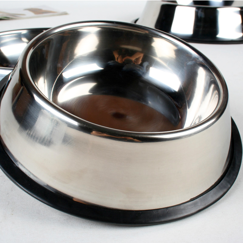 不锈钢狗狗碗 宠物碗大型犬可用 大小号单狗盆 防滑宠物食具餐具