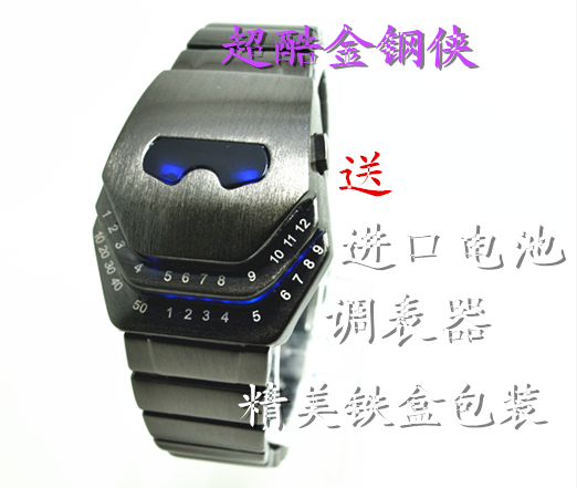 包邮时尚创意蛇头幽灵表二进制男士手表LED合金学生电子表