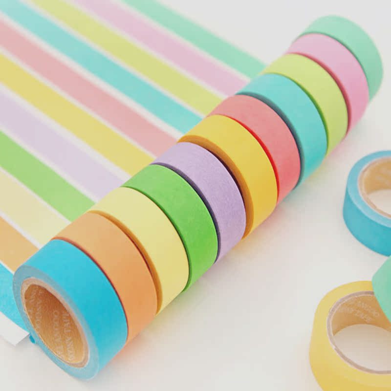 彩虹色和纸胶带DIY蕾丝胶带可写字韩国小新糖果色胶带