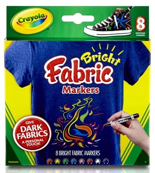 美国Crayola绘儿乐 8色明亮色织物上色粗头水笔58-8176画个性衣服