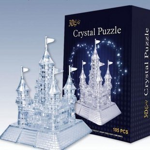 3D crystal puzzle 梦幻城堡 3D立体水晶拼图 led七彩带灯带音乐