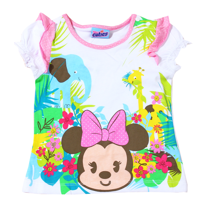 2014丽婴房迪士尼cuties 女宝短袖上衣 儿童卡通短袖T恤 夏款上装