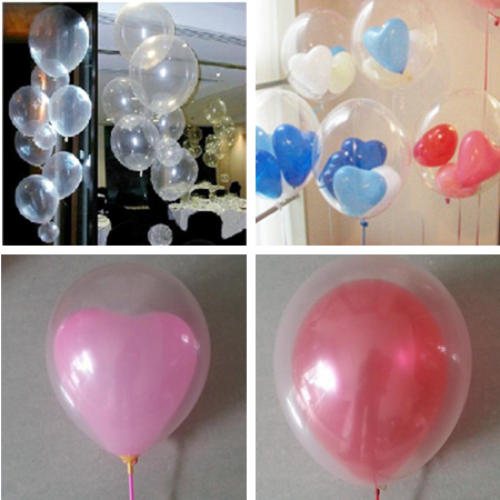 生日派对用品 12寸透明气球 双层双套球中球 婚礼庆典现场布置