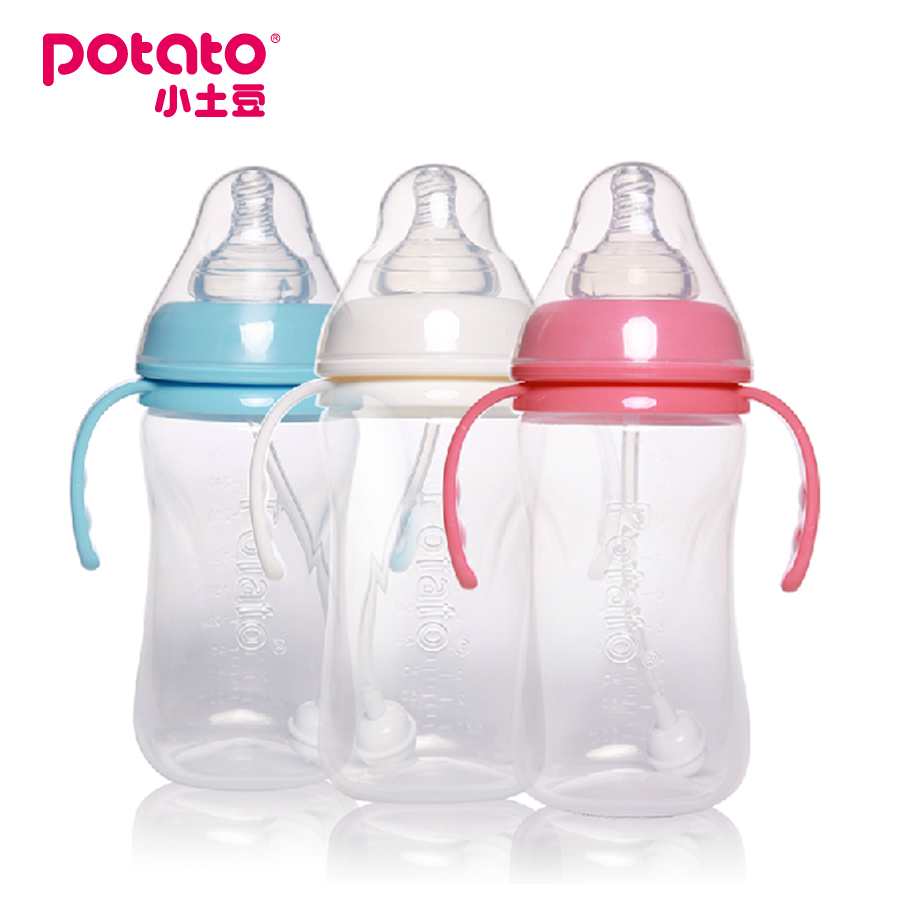 小土豆 宽口双抦自动奶瓶哺感自然防摔防胀婴儿奶瓶 大容量300ml
