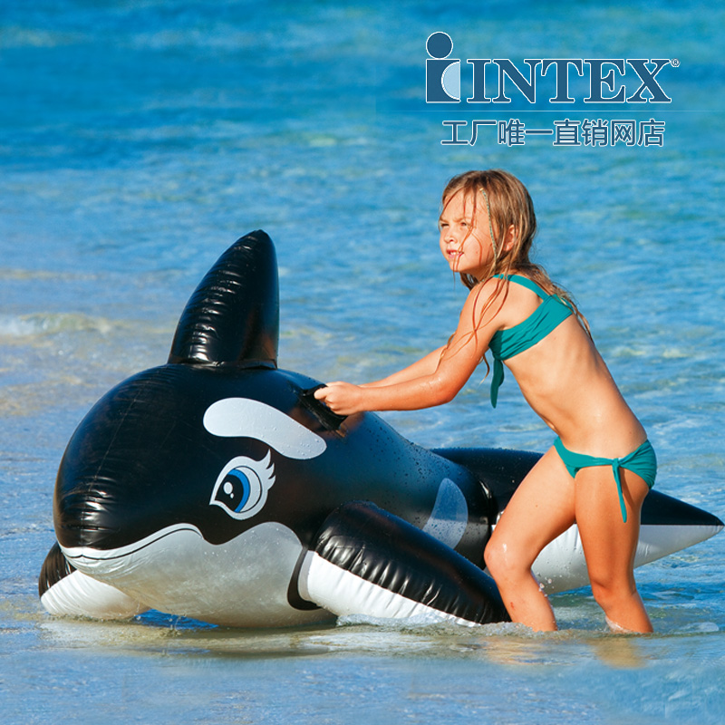 INTEX58561戏水大黑鲸坐骑 儿童充气座骑 水上玩具 游泳辅助工具