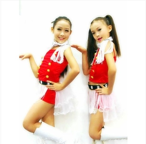 儿童爵士舞蹈演出服 女童现代舞蹈表演服装 少儿表演服装流苏舞台