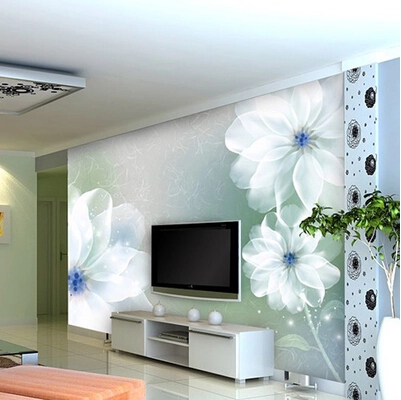 墙纸壁纸家装主材 客厅电视卧室沙发背景墙 大型壁画 时尚白莲花