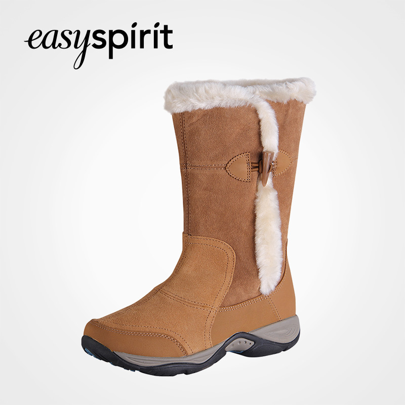 easy spirit逸思步拼色坡跟中筒靴温暖雪地靴女鞋-401035749S
