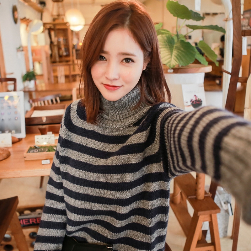 韩国东大门代购韩版女士毛衣中长款学生宽松套头打底衫外套针织衫