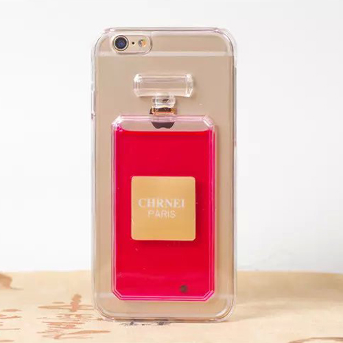 苹果6 6Plus香水瓶液体流沙手机壳 香水瓶液体潮流时尚液体透明壳