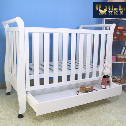 艾伦贝 欧式婴儿床实木多功能宝宝bb床儿童游戏床