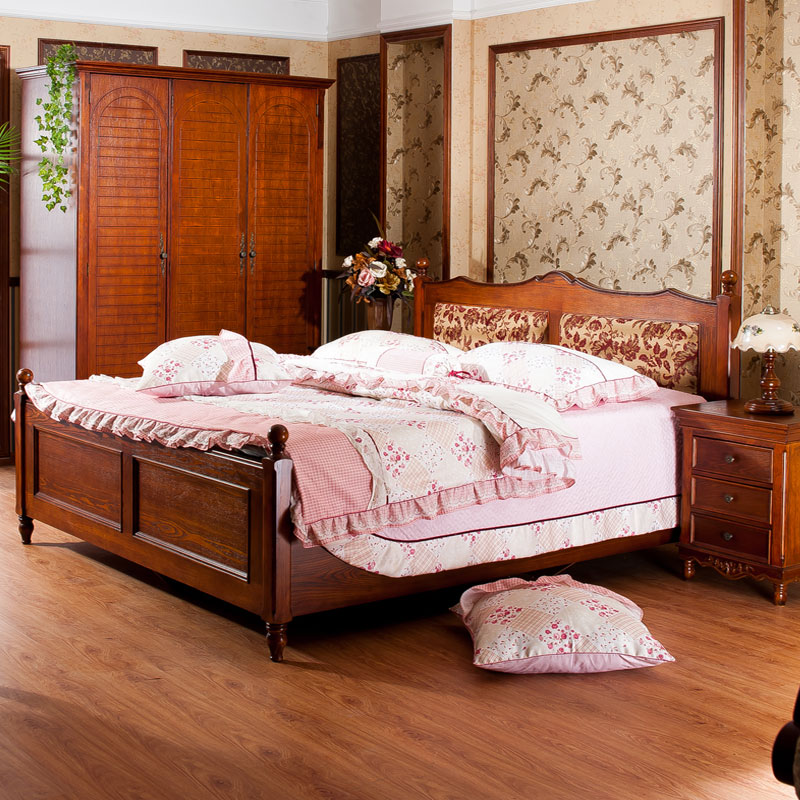 美式床实木床1.8 2.0米新古典床欧式床 进口实木 实木箱体床