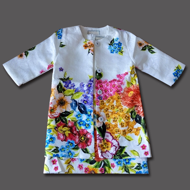 2015秋季新款女童外套连衣裙两件套印花时尚童套装女童春夏背心裙