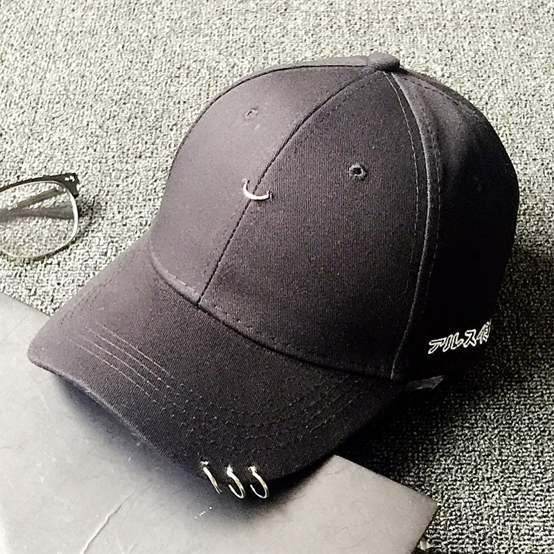 权志龙同款帽子GD铁环个性朋克棒球帽韩版时尚复古黑色嘻哈帽潮流