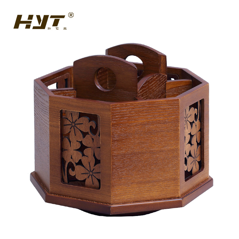 hyt遥控器收纳盒 实木质客厅茶几旋转创意多功能储物盒子笔筒多款