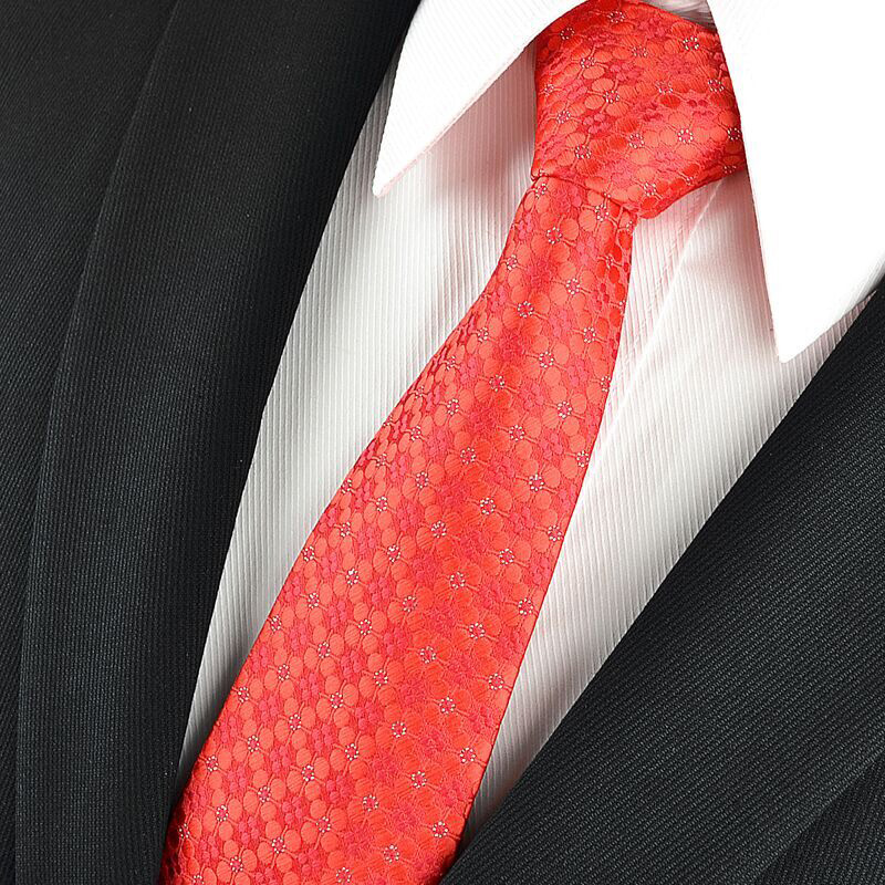 新郎结婚正装商务男士领带韩版真丝时尚百搭窄版红色领带