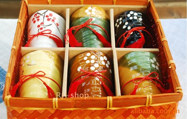 九木日式樱花纹陶瓷茶具套装茶杯餐具6件套 礼盒