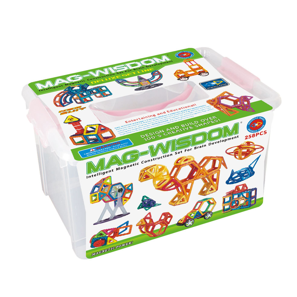 科博磁力片新品百变提拉积木258片正品建构磁铁拼装 儿童益智玩具